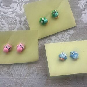 Cute Owl Stud Earrings Set